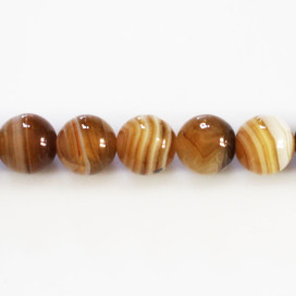 Agate 10 mm environ ronde marron veinée (agate chauffée)