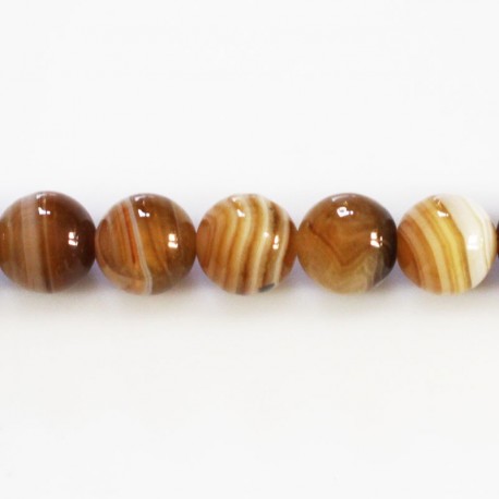 BeauMonde Bijoux - Agate 10 mm environ ronde marron veinée (agate chauffée)