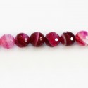 BeauMonde Bijoux - Agate 8 mm fushia veinée perle facettée