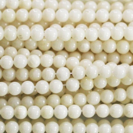 Bamboo 4 mm round white bead - BeauMonde Bijoux