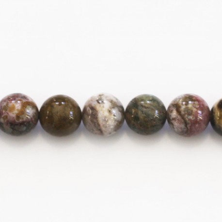 BeauMonde Bijoux - Jaspe océan 10 mm environ perle ronde Madagascar