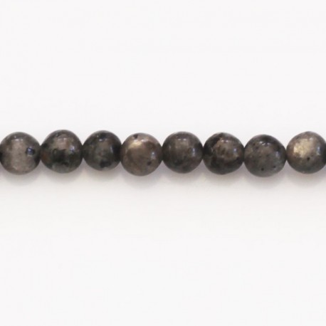 BeauMonde Bijoux - Labradorite 6 mm environ perle ronde noire qualité A (larvikite) Afrique