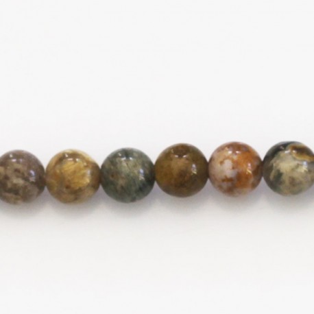 BeauMonde Bijoux - Jaspe océan 8 mm environ perle ronde Madagascar
