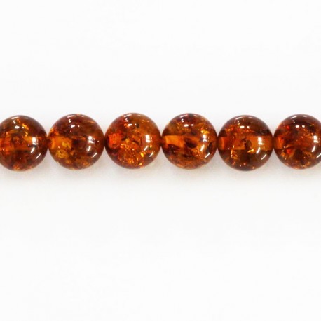 BeauMonde Bijoux - Ambre 8 mm environ perle ronde Baltique cognac trou 1/1.1 mm environ Lituanie
