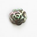 BeauMonde Bijoux - Nacre grise 18 mm motif rose ajouré