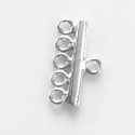 Clasp barette 5 rings 20 mm long 4 mm rings