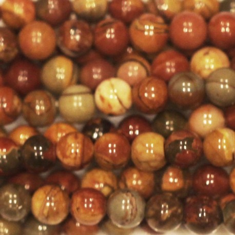 BeauMonde Bijoux - Jaspe Picasso 4 mm environ perle ronde rouge A+ USA