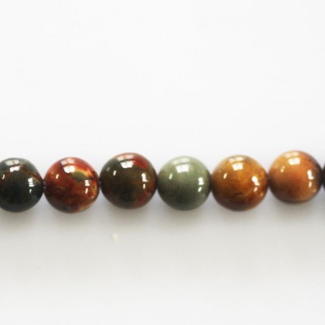 BeauMonde Bijoux - Jaspe Picasso 8/8.3 mm environ perle ronde rouge A+ USA