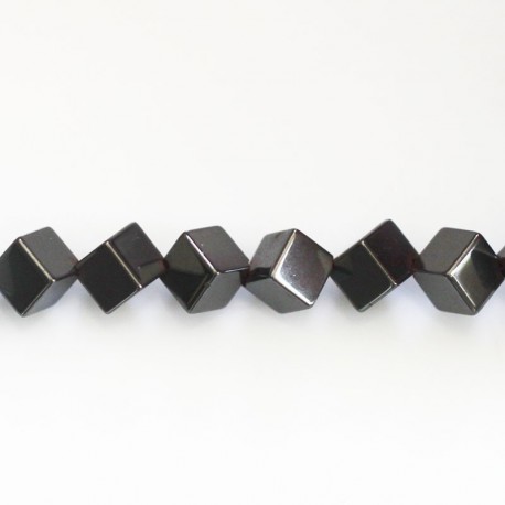 Hematite 8 mm diagonal cube - BeauMonde Bijoux