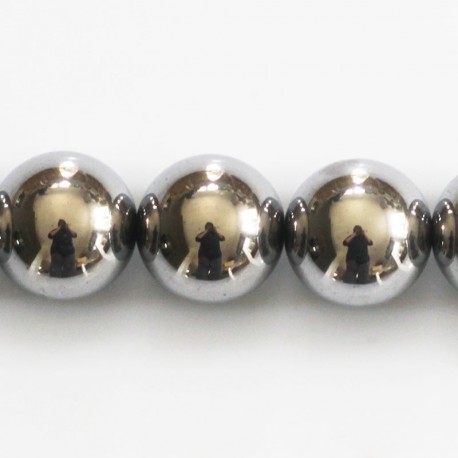 Hematite silver 12 mm round bead - BeauMonde Bijoux