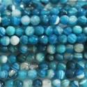 Agate 4/4.5 mm bleu veinée perle facettée