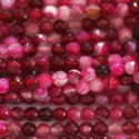 Agate 4 mm fushia veinée perle facettée