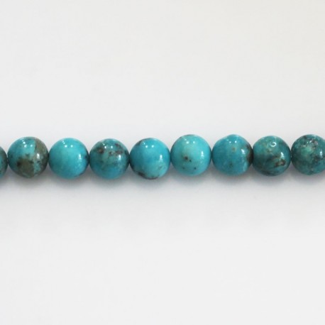 BeauMonde Bijoux - Turquoise naturelle 6/6.2 mm perle ronde stabilisée Hubei