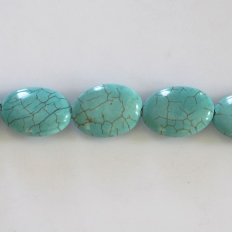 BeauMonde Bijoux - Howlite 14x10 mm ovale plat turquoise