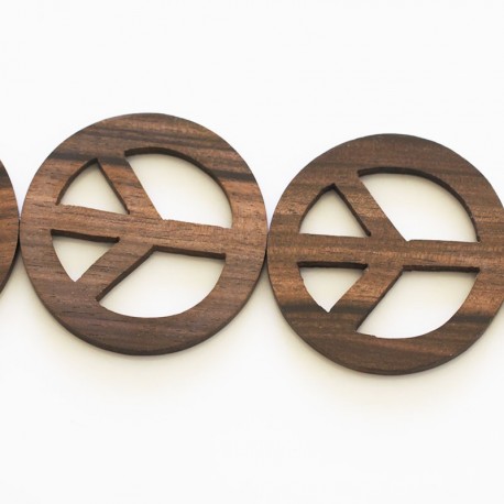 BeauMonde Bijoux - Bois ébène 45 mm peace and love