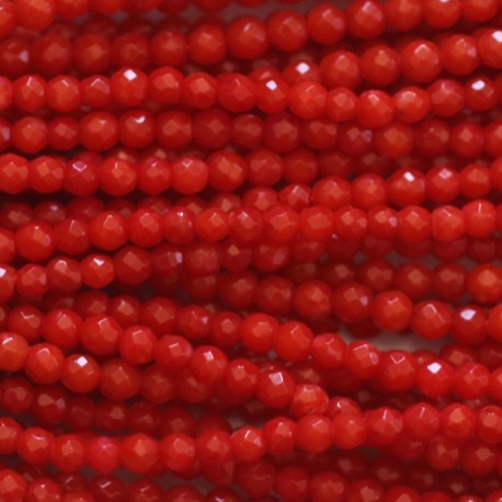 BeauMonde Bijoux - Bambou de mer teinté rouge 2 mm perle ronde facettée Pacifique