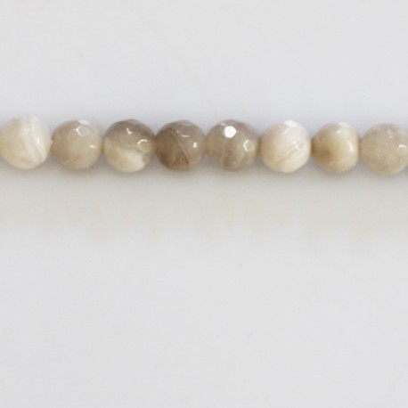 BeauMonde Bijoux - Agate 6 mm perle ronde facetée blanc/gris