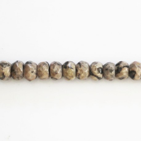 BeauMonde Bijoux - Jaspe gris Picasso 6x4 mm environ rondelle facettée Madagascar