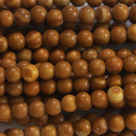 BeauMonde Bijoux - Jaspe bois 4 mm environ perle ronde A+ Australie