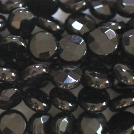 Agate black 6 mm faceted medallion - BeauMonde Bijoux