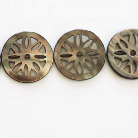 BeauMonde Bijoux - Nacre grise 25 mm rosace Tahiti