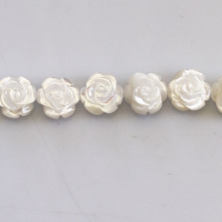 BeauMonde Bijoux - Nacre blanche 8mm motif rose double face Indonésie