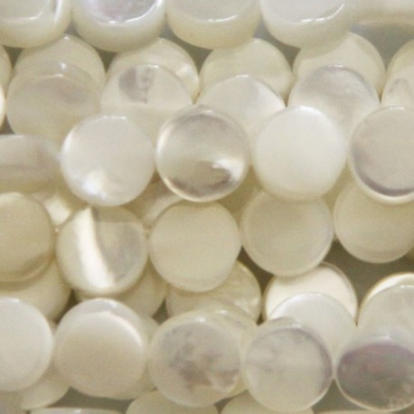 BeauMonde Bijoux - Nacre blanche 6 mm médaillon plat Indonésie