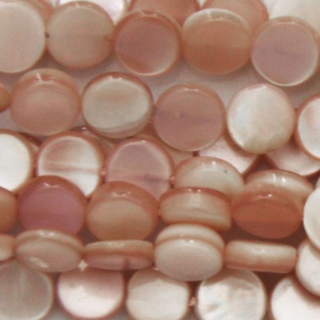 Pink mother-of-pearl 6 mm flat medallion - BeauMonde Bijoux