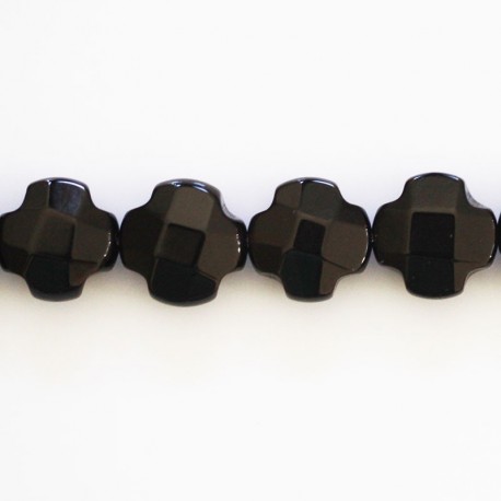 Onyx 10 mm faceted flower 4 petals - BeauMonde Bijoux