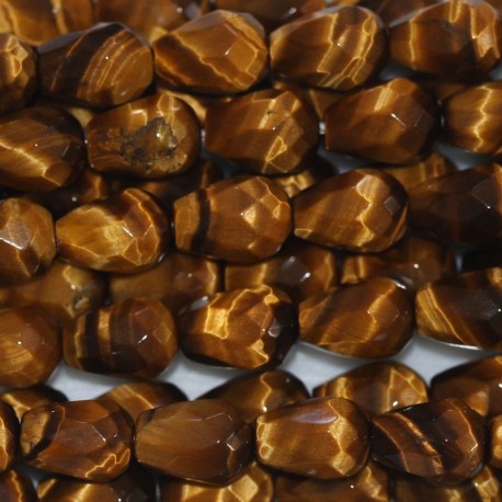 Tiger eye 6x8 mm round faceted drop - BeauMonde Bijoux
