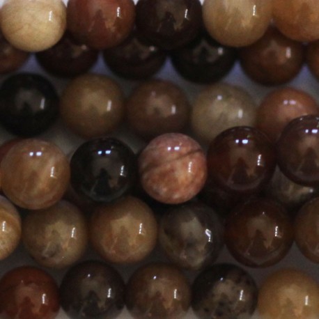 Petrified wood 4 mm round bead Madagascar - BeauMonde Bijoux
