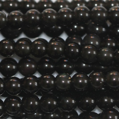 BeauMonde Bijoux - Obsidienne noire rainbow 4 mm perle ronde AA (oeil celeste) Mexique