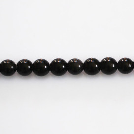 Obsidienne noire rainbow 6 mm environ perle ronde AA (oeil céleste) Mexique
