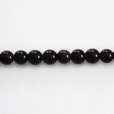 BeauMonde Bijoux - Obsidienne noire rainbow 6 mm perle ronde AA (oeil céleste) Mexique