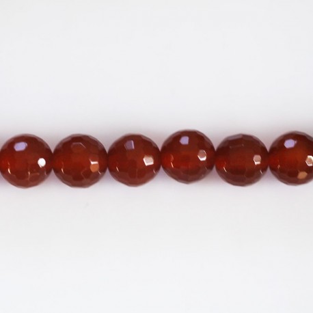 Carnelian 8 mm faceted round bead (red agate) Brazil - BeauMonde Bijoux
