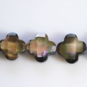 BeauMonde Bijoux - Nacre grise 14 mm fleur facettée 4 pétales Tahiti