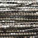 Hematite 2X2 mm silver rounded square