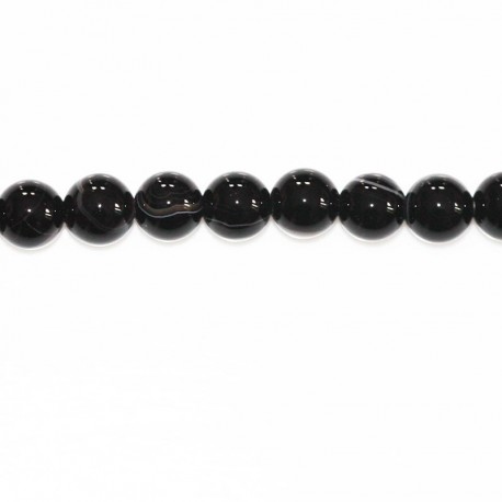 Agate 6 mm round bead black veined white - BeauMonde Bijoux