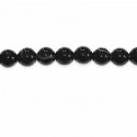 Agate 6 mm perle ronde noire veiné blanc
