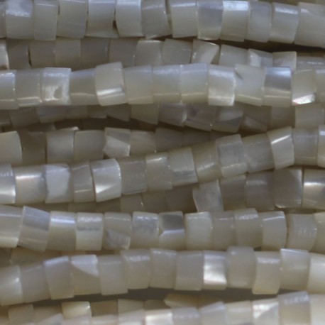Mother-of-pearl white 3X4 mm heishi washer quality A- Indonesia - BeauMonde Bijoux