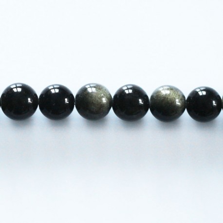 Obsidian gold 7/8 mm round bead Mexico - BeauMonde Bijoux