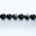 BeauMonde Bijoux - Obsidienne gold 8 mm environ perle ronde A+ Mexique
