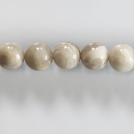 Agate 10 mm round white/grey bead - BeauMonde Bijoux