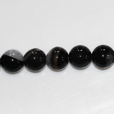 BeauMonde Bijoux - Agate 10 mm perle ronde noire veiné