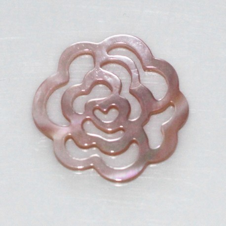 BeauMonde Bijoux - Nacre 17 mm médaillon rose ajourée
