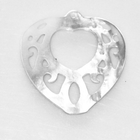 BeauMonde Bijoux - Nacre blanche 25x25 mm coeur grand trou
