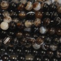 Agate 4 mm round bead veined white/black and brown - BeauMonde Bijoux