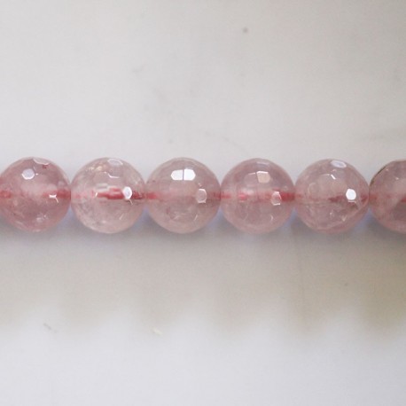 Quartz pink 8 mm round faceted bead Madagascar - BeauMonde Bijoux