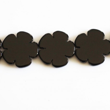 Onyx 18 mm flat flower 5 petals - BeauMonde Bijoux