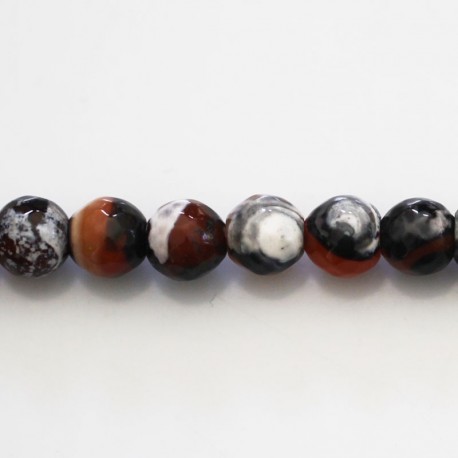 BeauMonde Bijoux - Agate 8 mm perle ronde facettée noir/feu